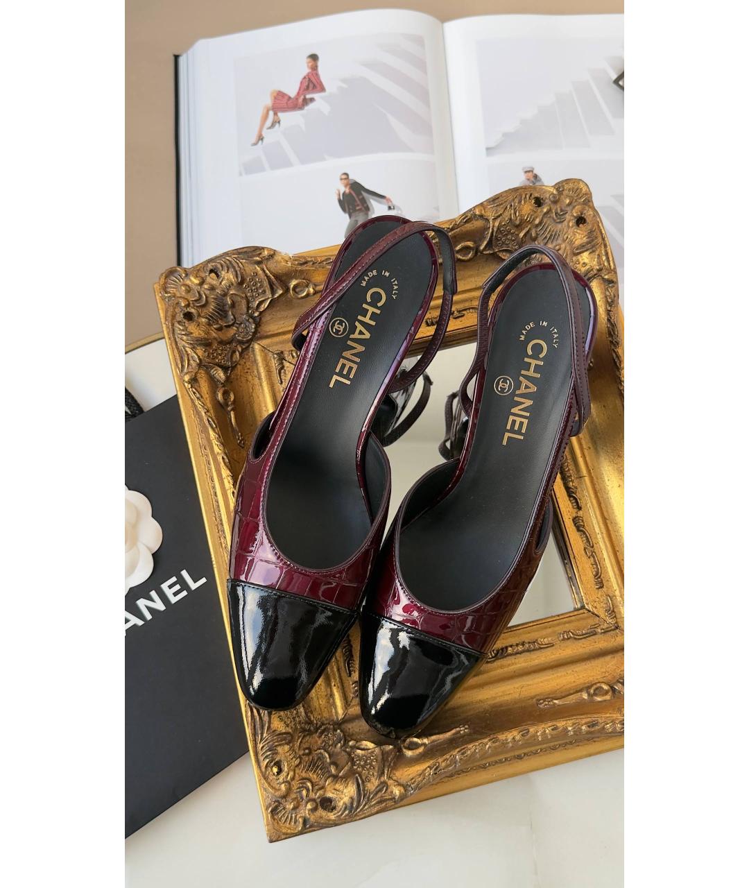 CHANEL Бордовые кожаные туфли, фото 2