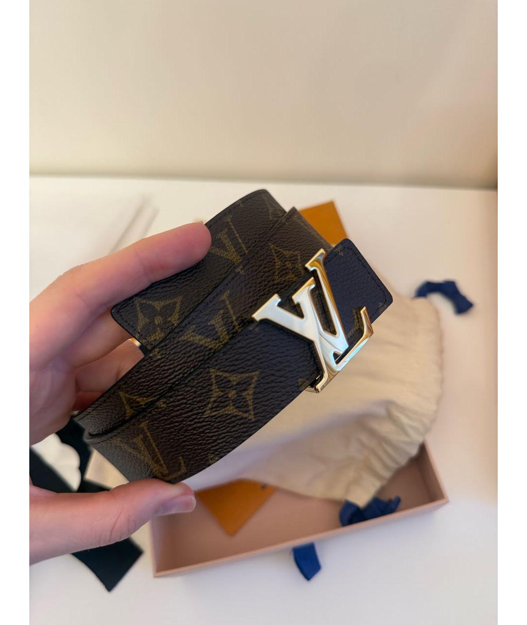 LOUIS VUITTON Коричневый кожаный ремень, фото 6