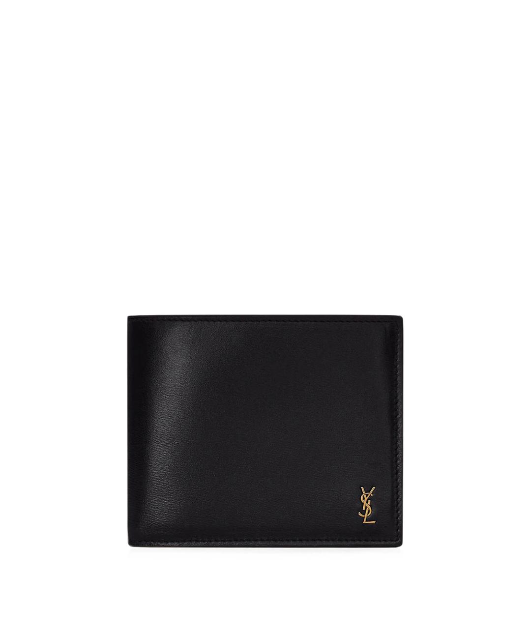 SAINT LAURENT Черный кожаный кошелек, фото 1
