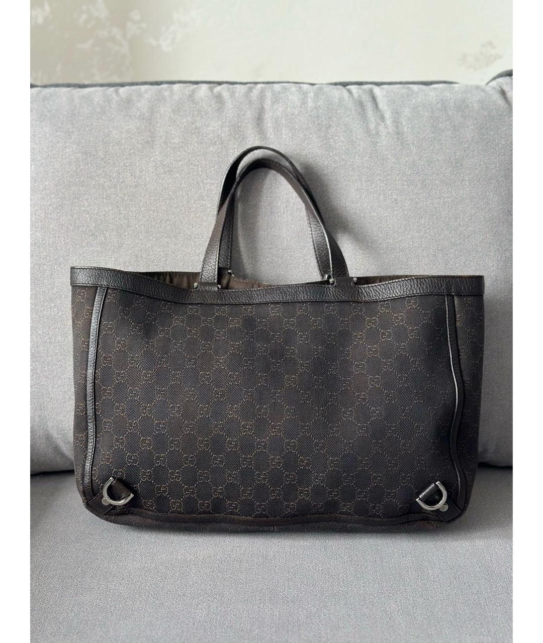 GUCCI Коричневая деним сумка тоут, фото 3