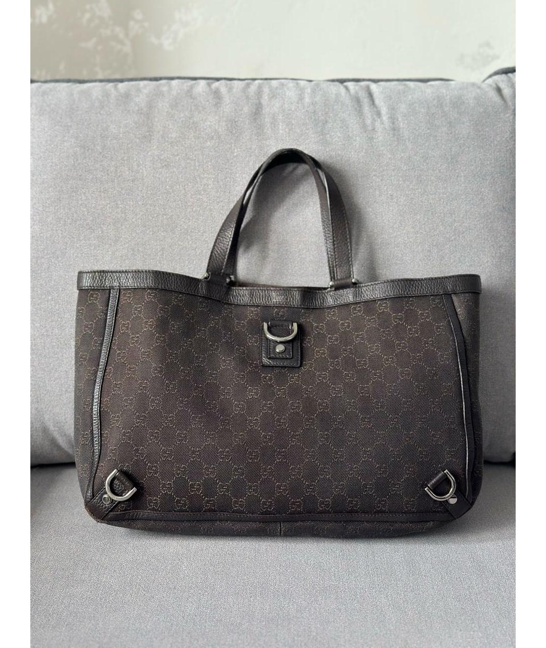 GUCCI Коричневая деним сумка тоут, фото 2