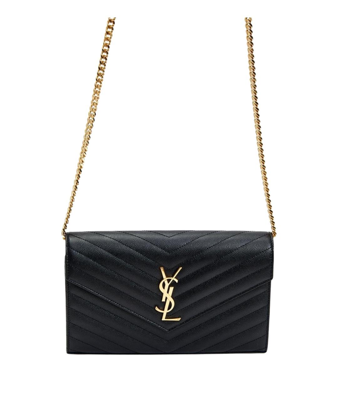 SAINT LAURENT Черная кожаная сумка через плечо, фото 1