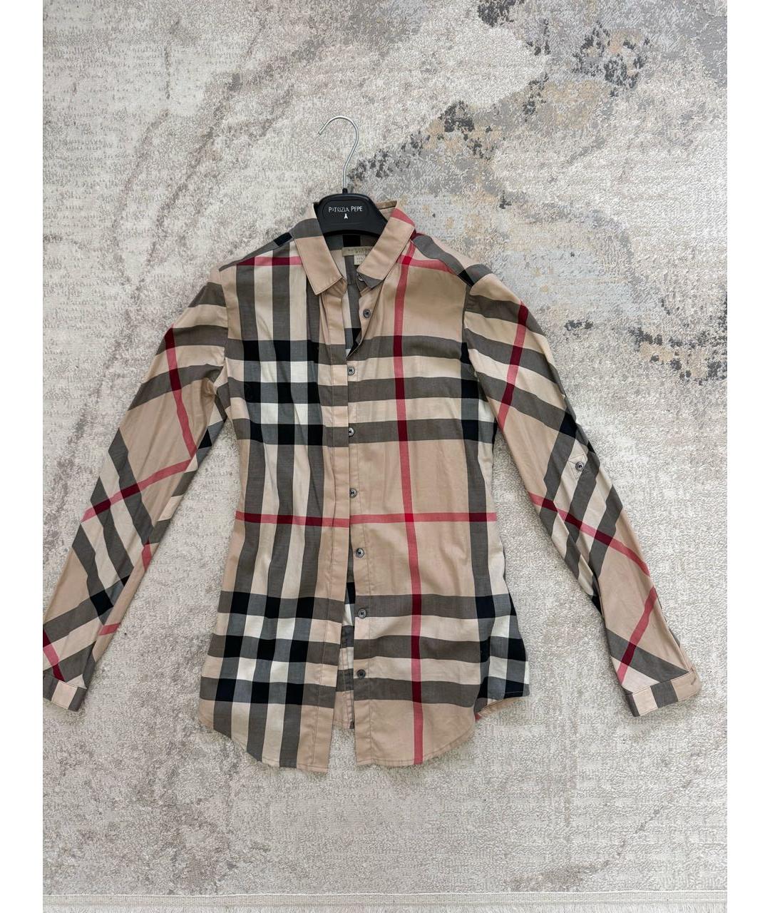 BURBERRY Бежевая хлопковая рубашка, фото 5