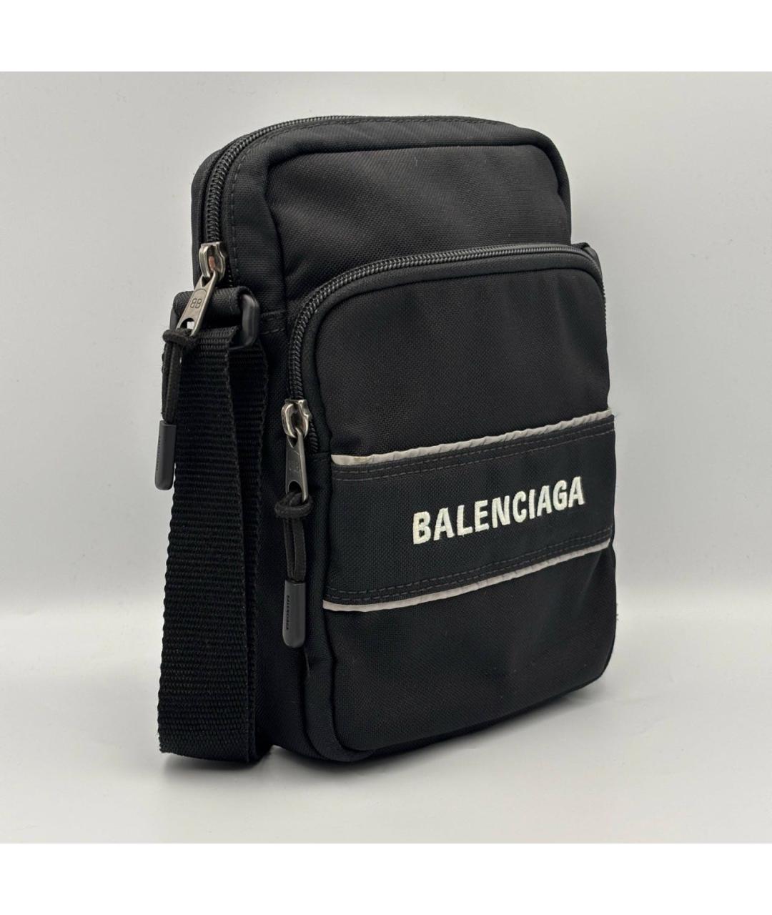 BALENCIAGA Черная тканевая сумка на плечо, фото 2