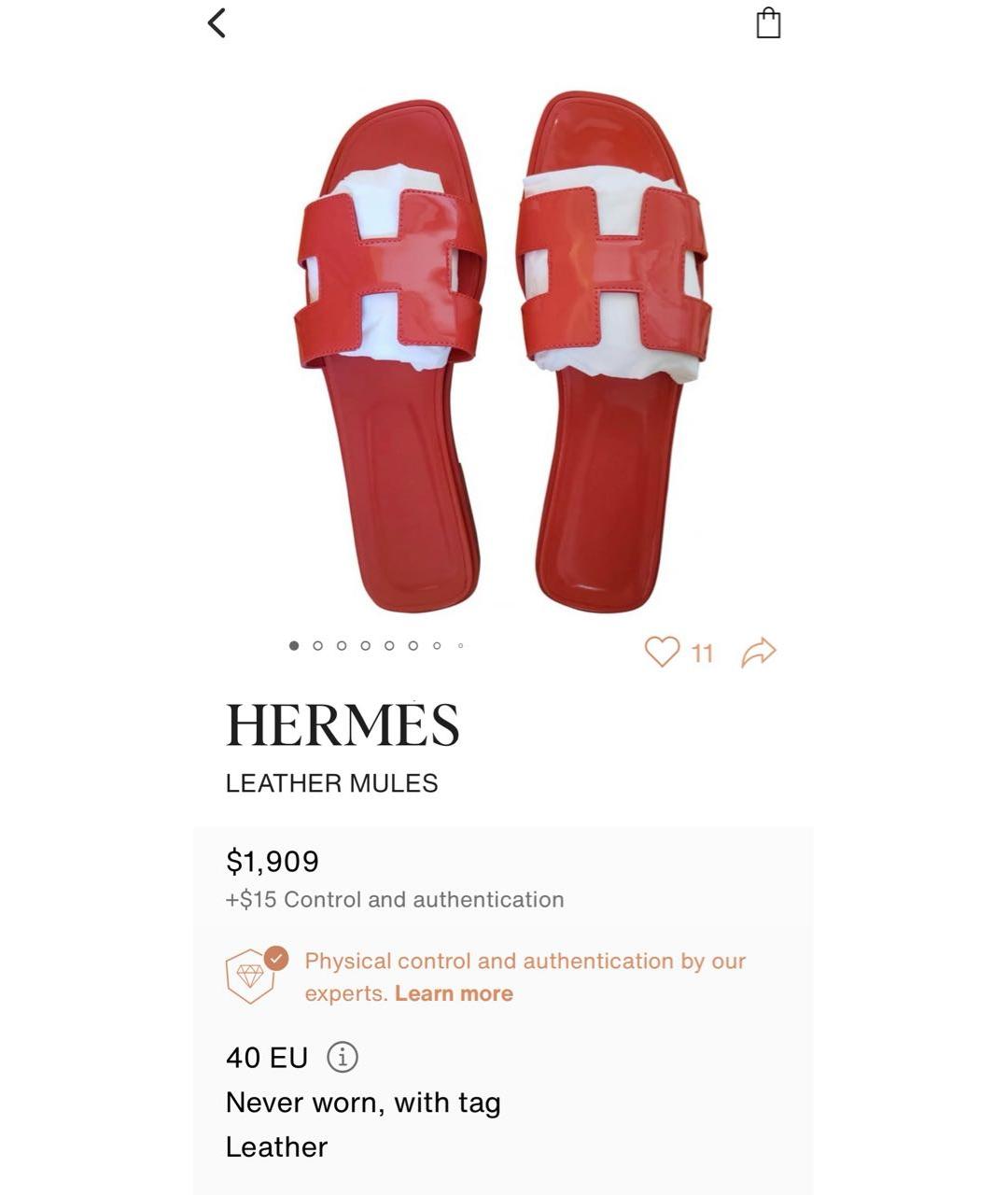 HERMES Черные шлепанцы из лакированной кожи, фото 2