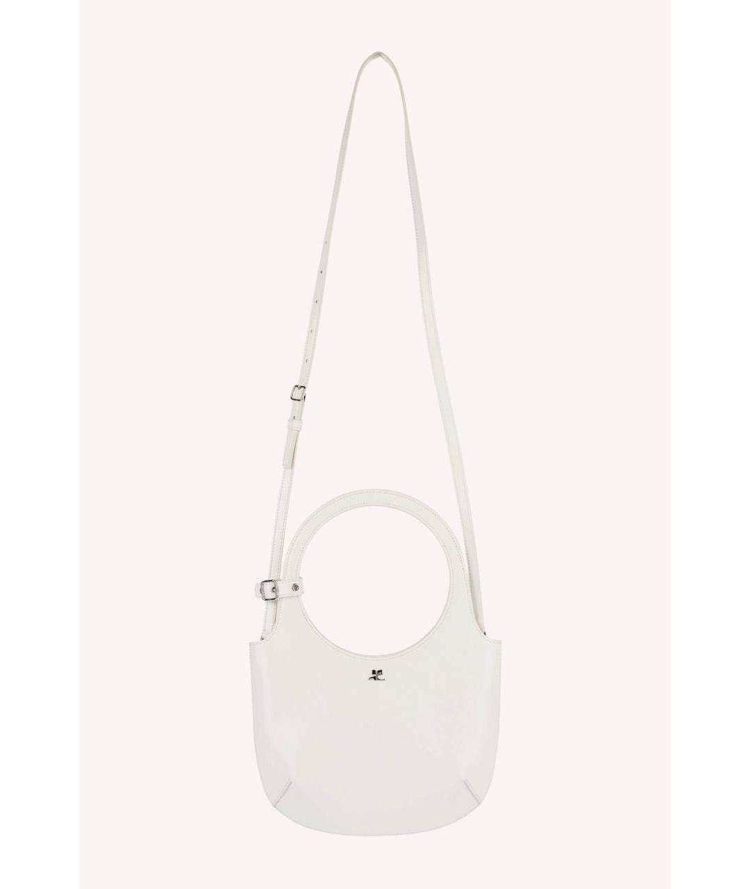 COURREGES Белая кожаная сумка с короткими ручками, фото 5