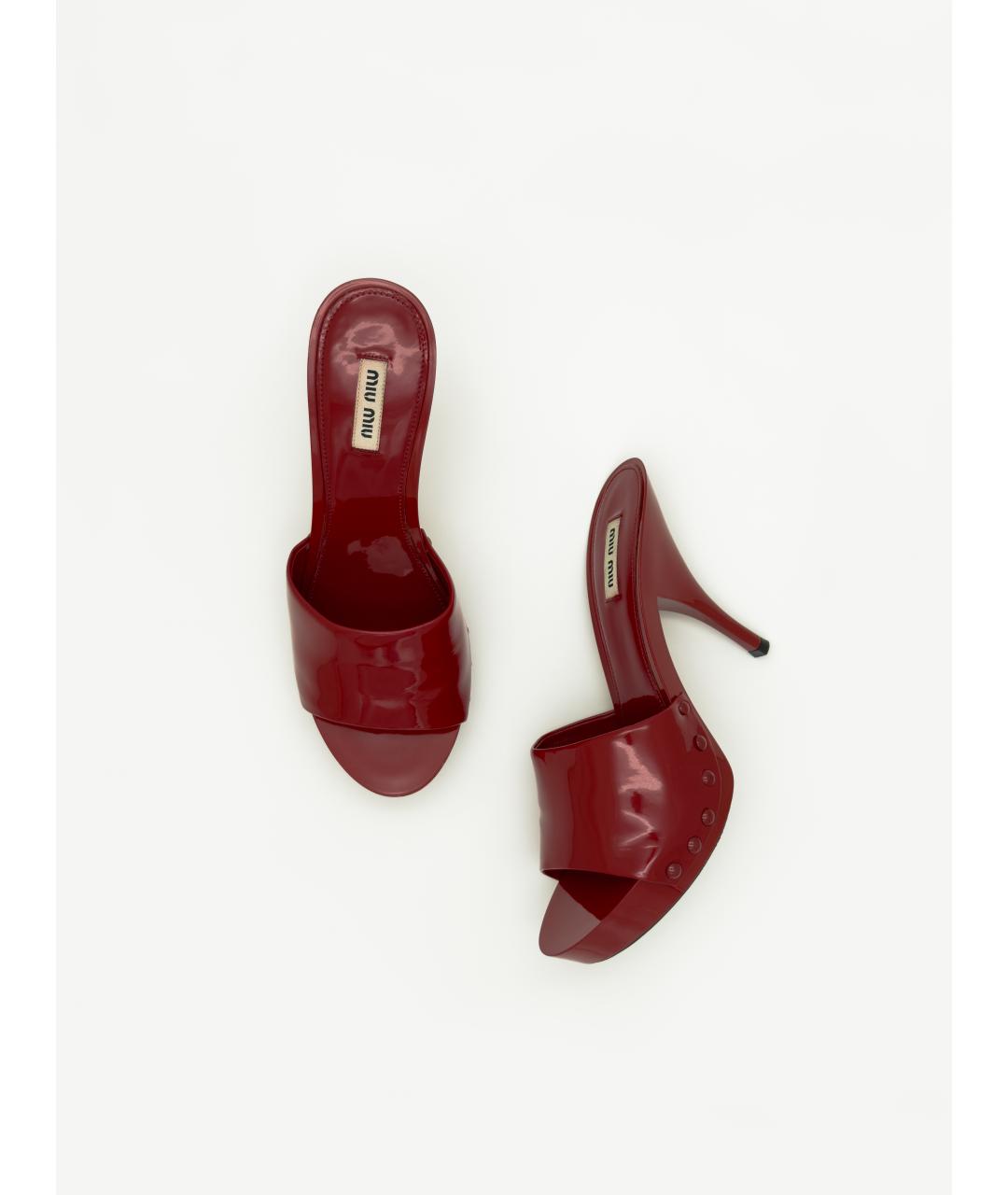 MIU MIU Красные мюли из лакированной кожи, фото 6