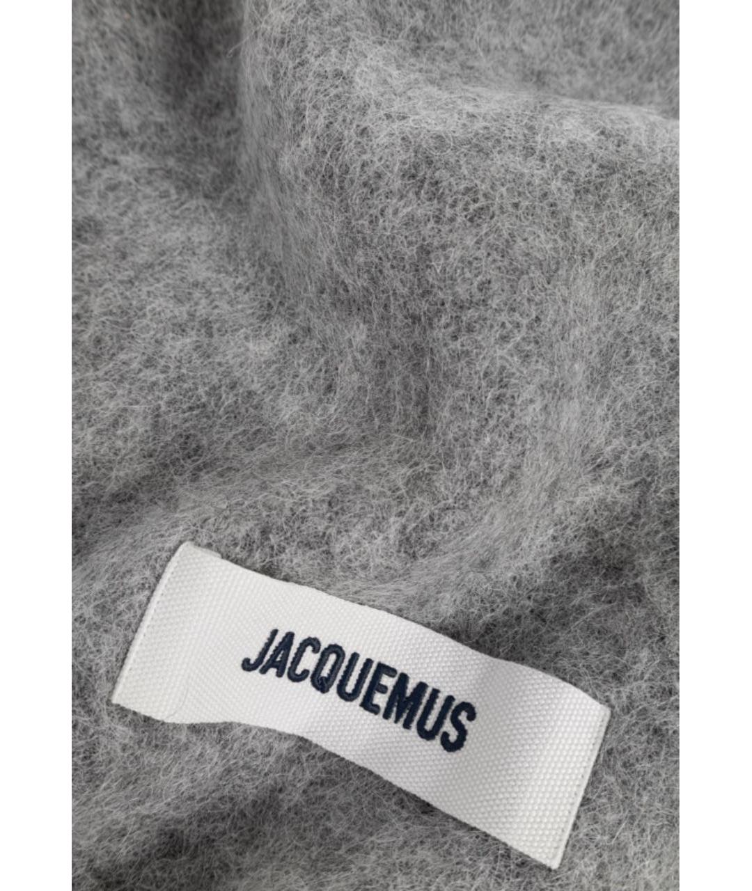 JACQUEMUS Серый шерстяной шарф, фото 3