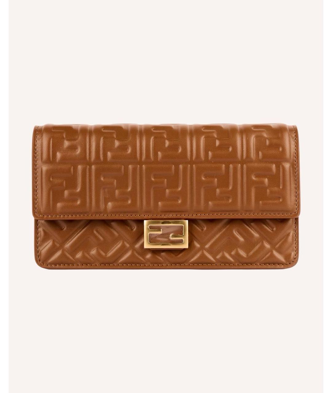 FENDI Коричневая кожаная сумка через плечо, фото 9