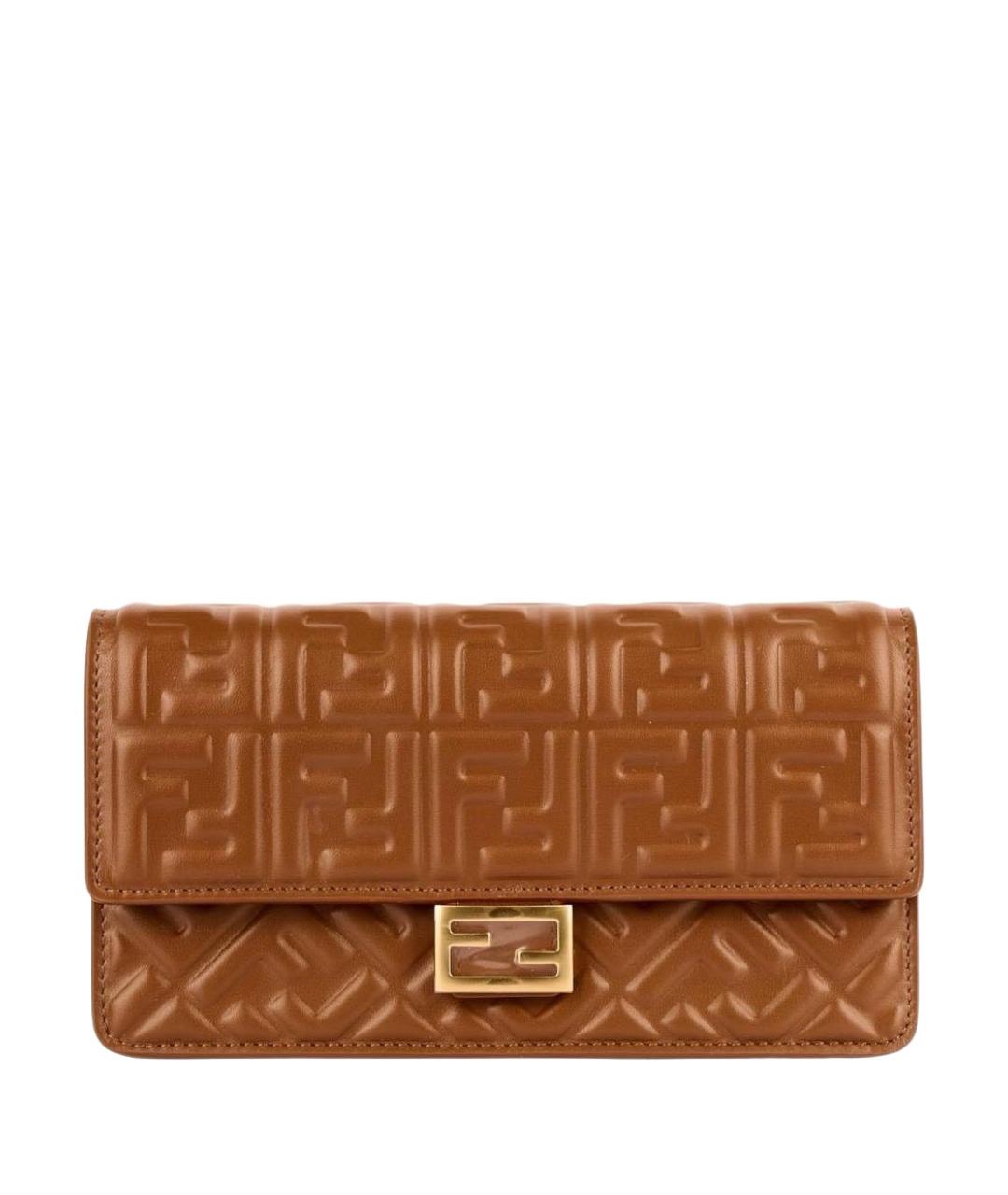 FENDI Коричневая кожаная сумка через плечо, фото 1