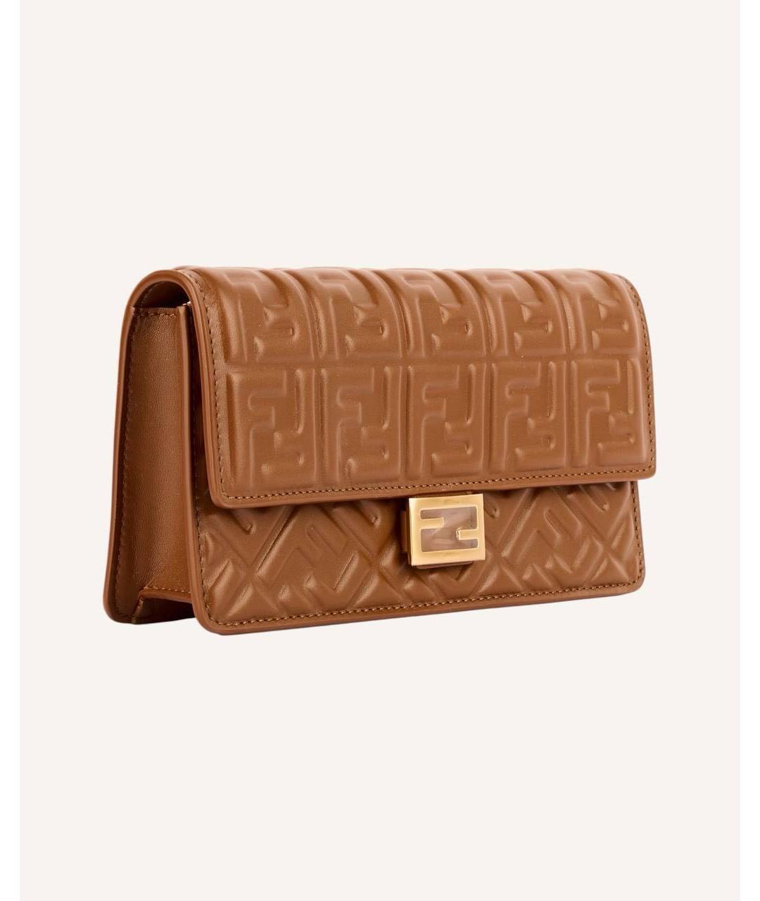 FENDI Коричневая кожаная сумка через плечо, фото 3