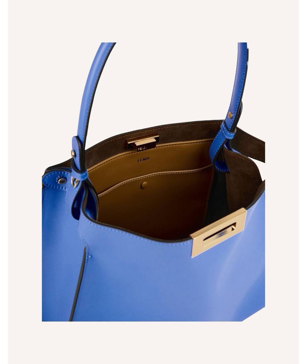FENDI Синяя кожаная сумка тоут, фото 5