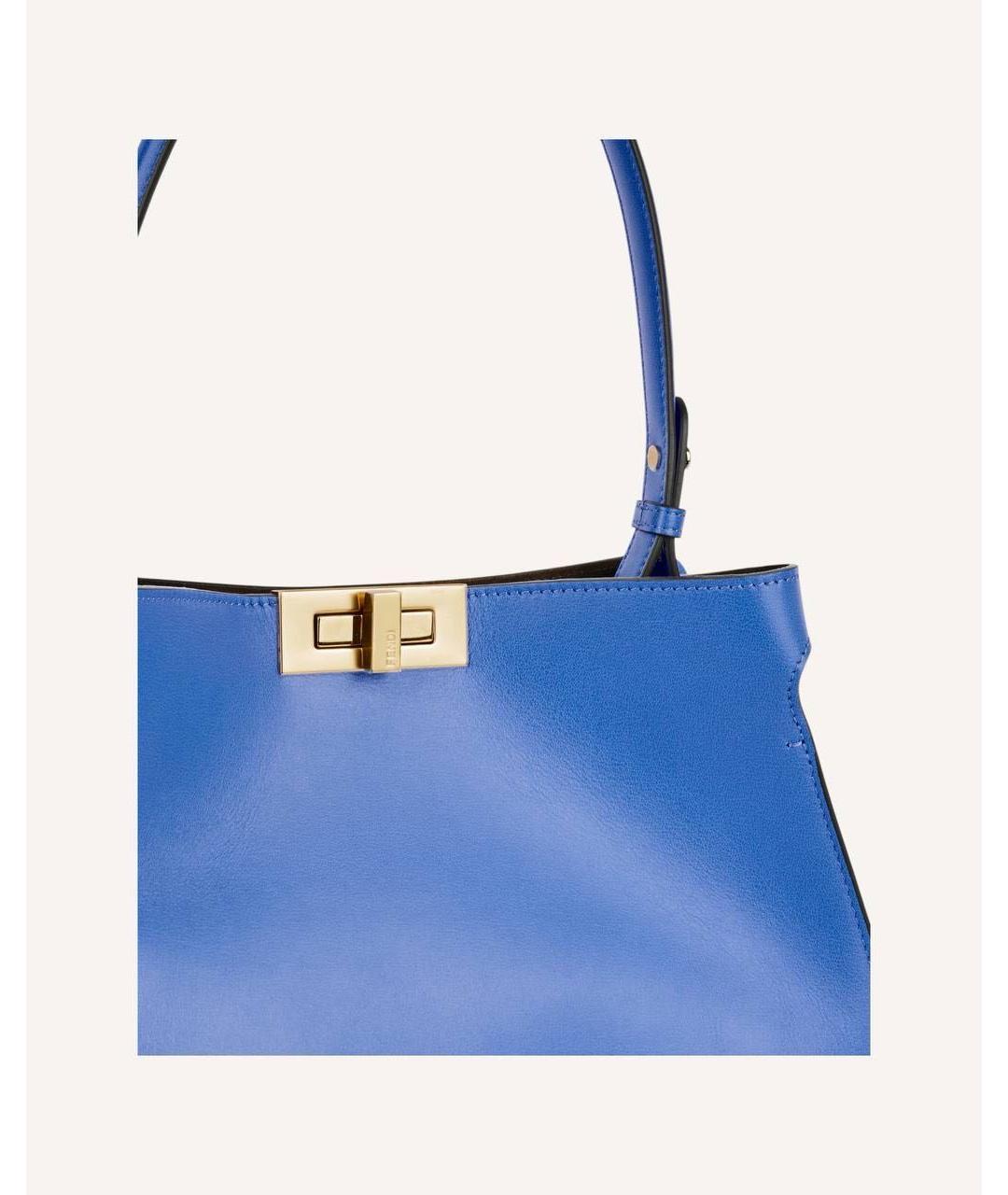 FENDI Синяя кожаная сумка тоут, фото 4