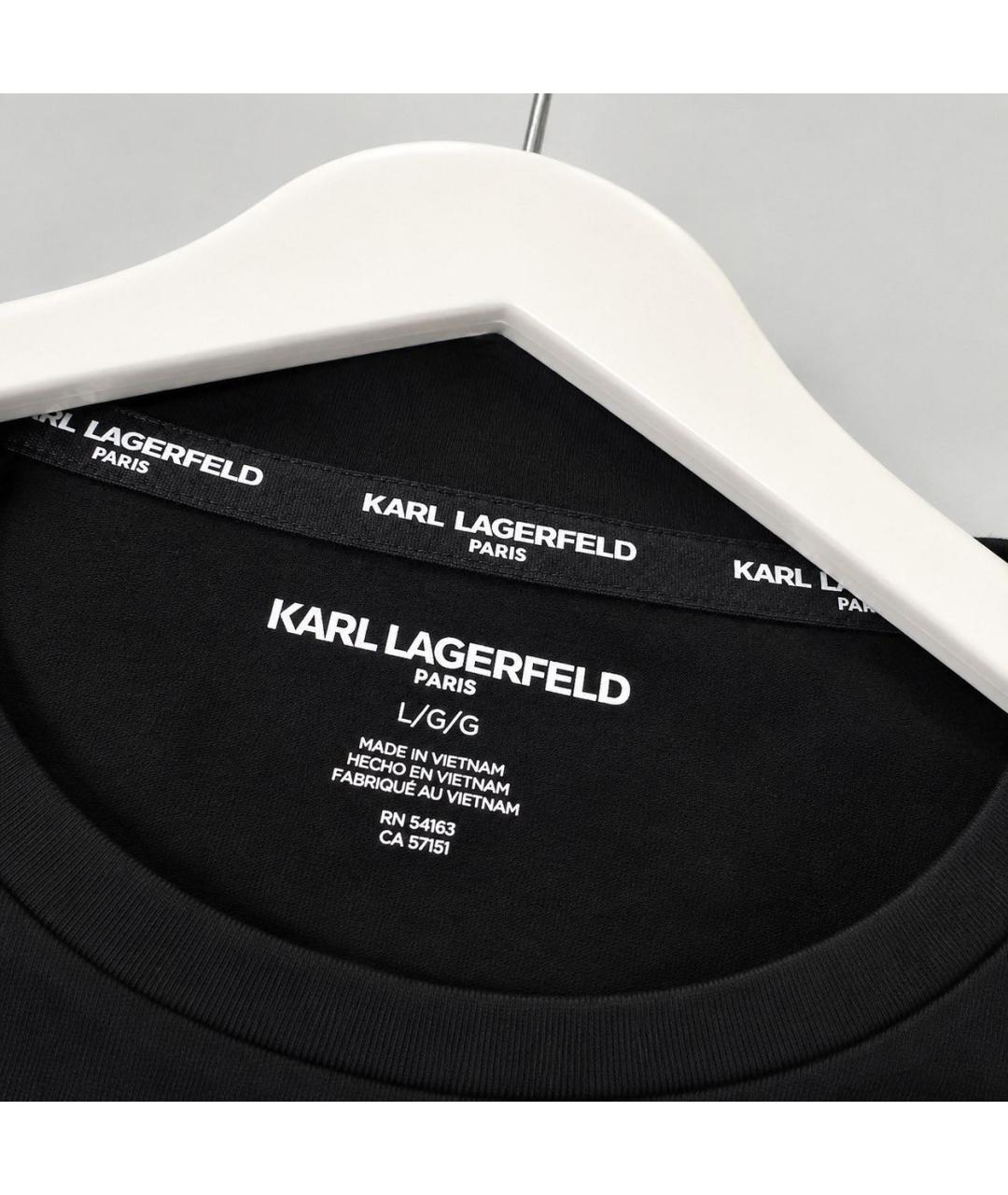 KARL LAGERFELD Черная хлопко-эластановая футболка, фото 4