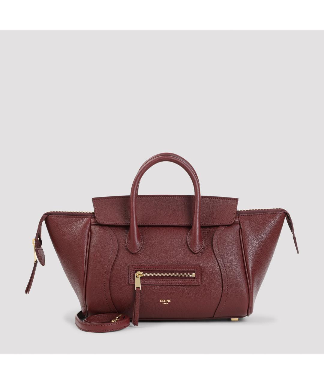CELINE Бордовая кожаная сумка тоут, фото 2