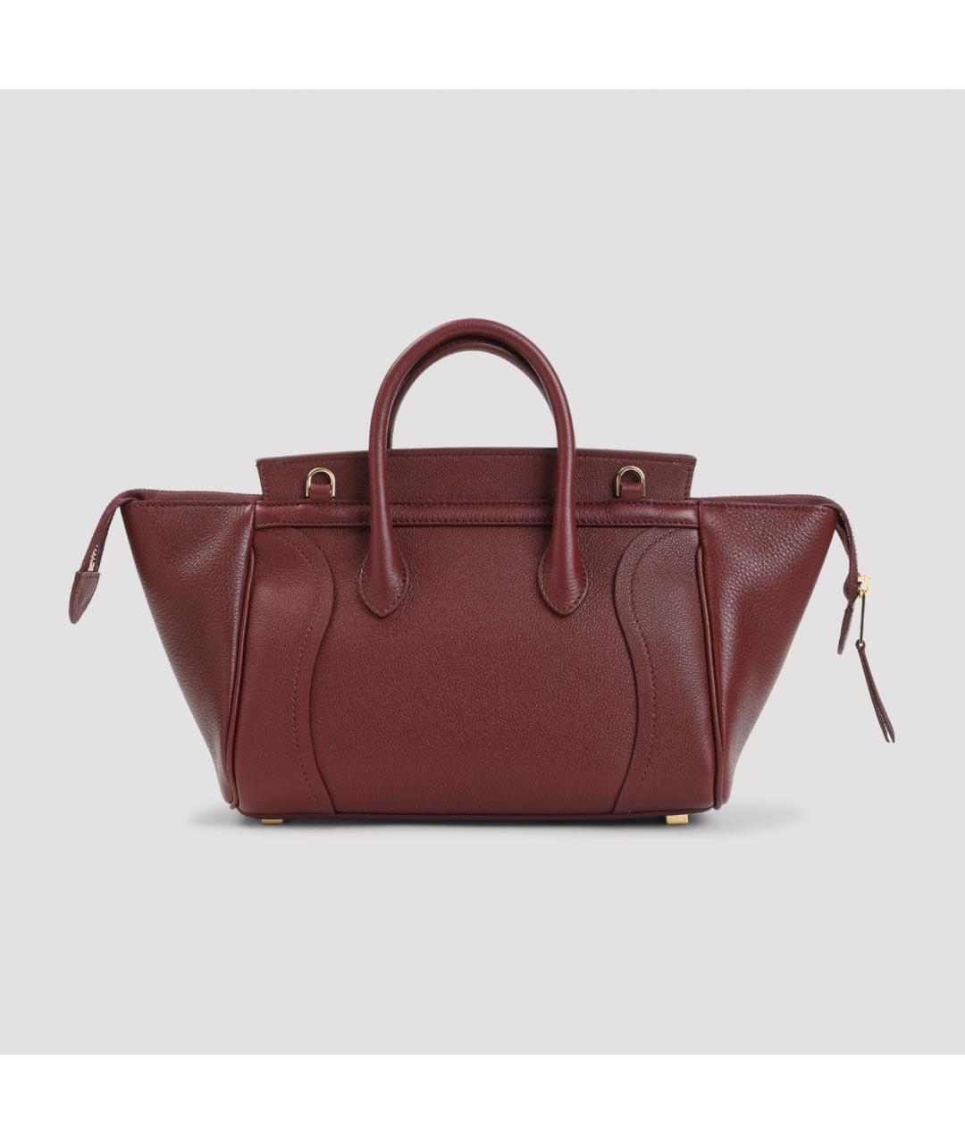 CELINE Бордовая кожаная сумка тоут, фото 4