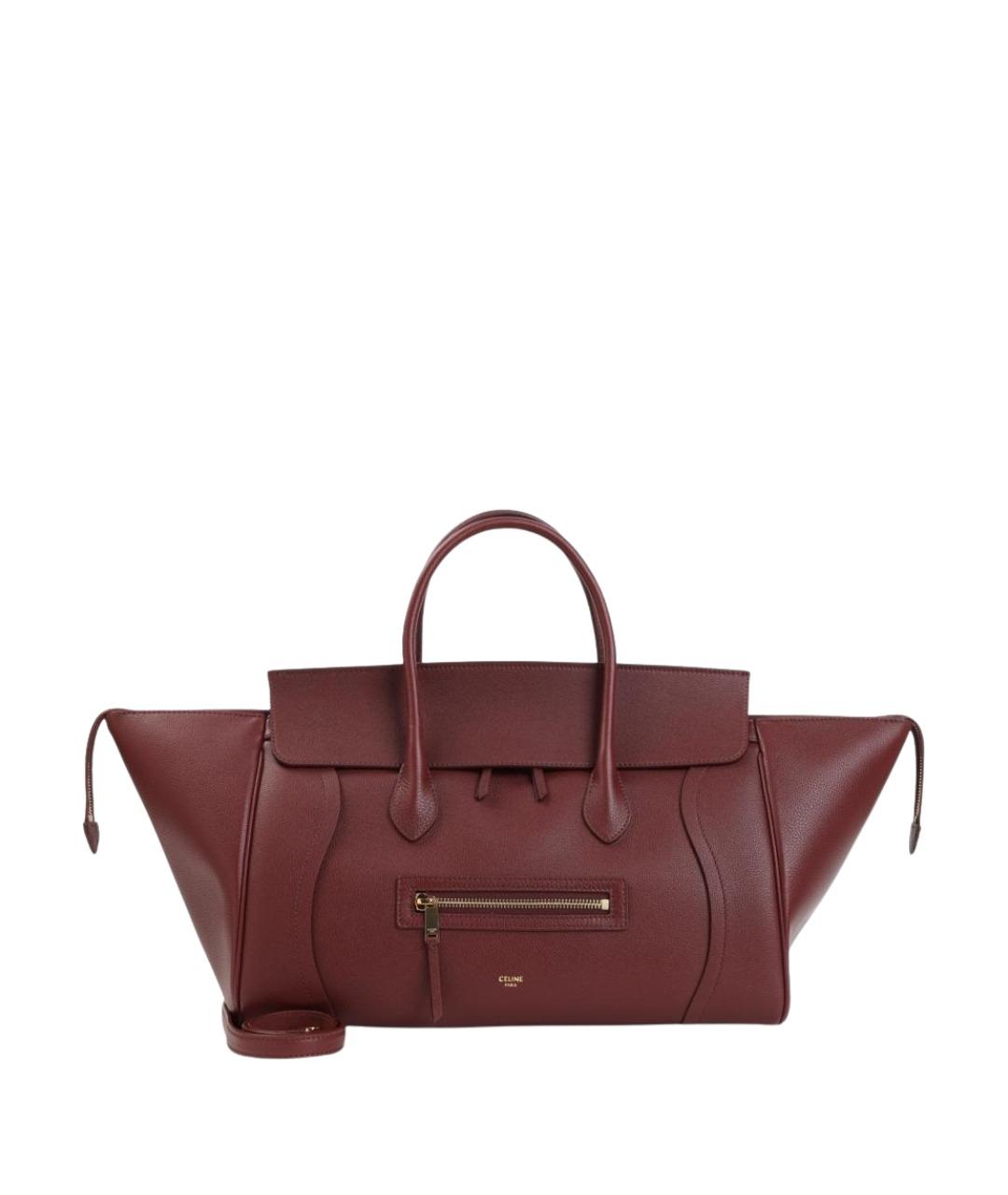 CELINE Бордовая кожаная сумка тоут, фото 1