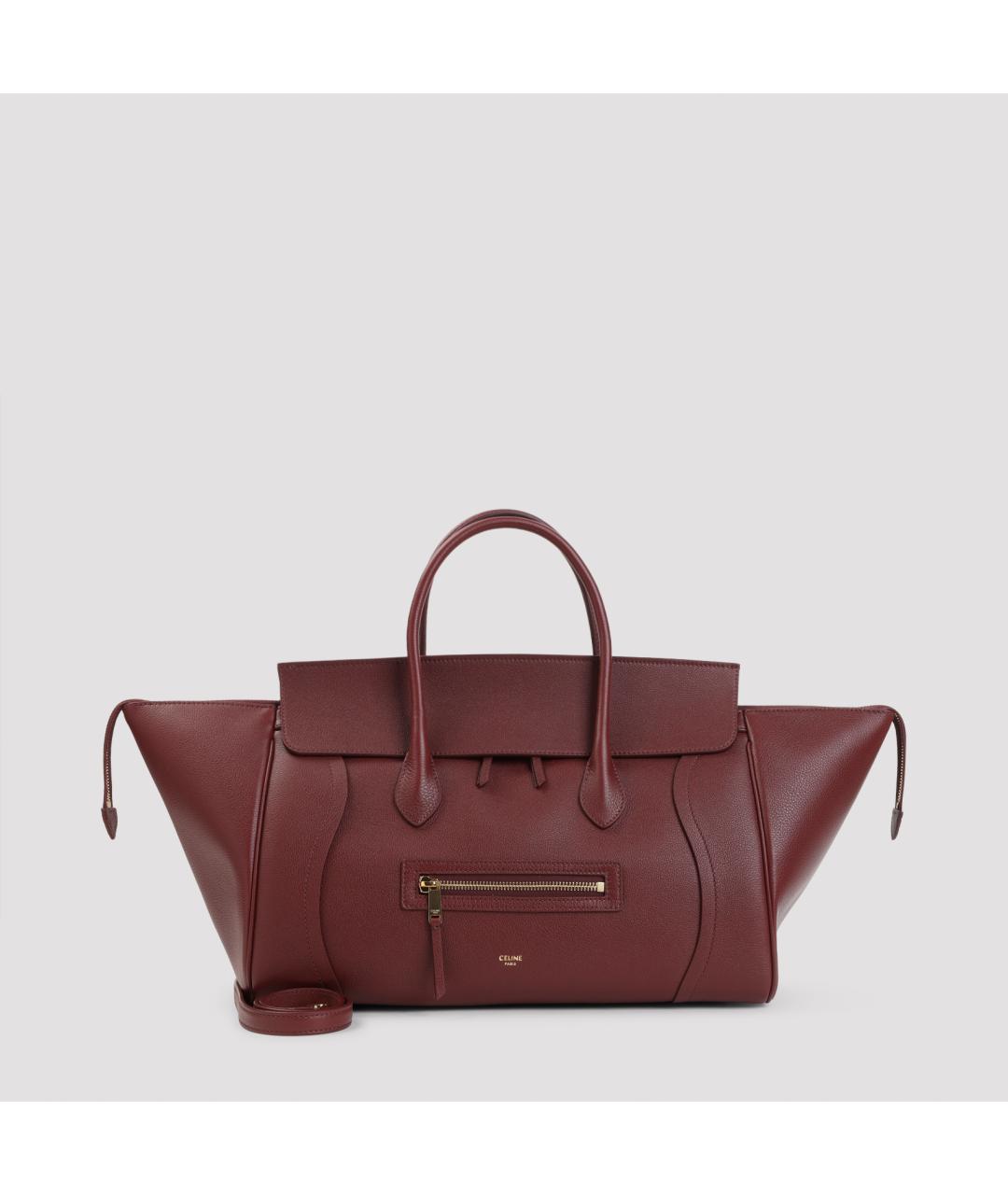 CELINE Бордовая кожаная сумка тоут, фото 2