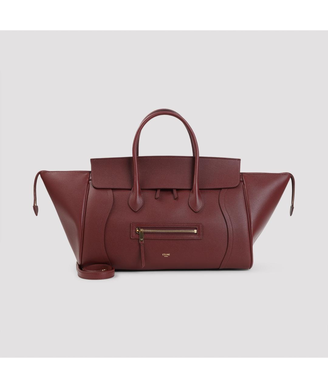 CELINE Бордовая кожаная сумка тоут, фото 3