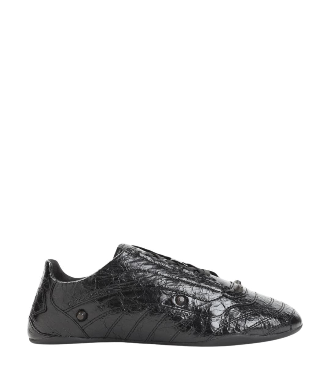 BALENCIAGA Черные низкие кроссовки / кеды из лакированной кожи, фото 1