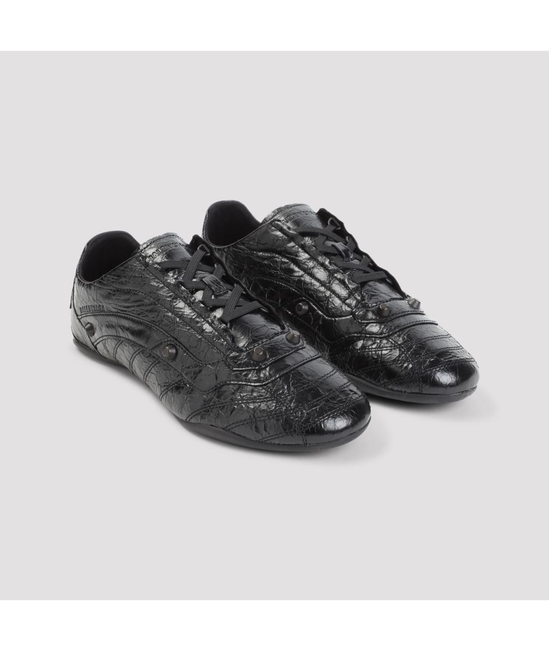 BALENCIAGA Черные низкие кроссовки / кеды из лакированной кожи, фото 5