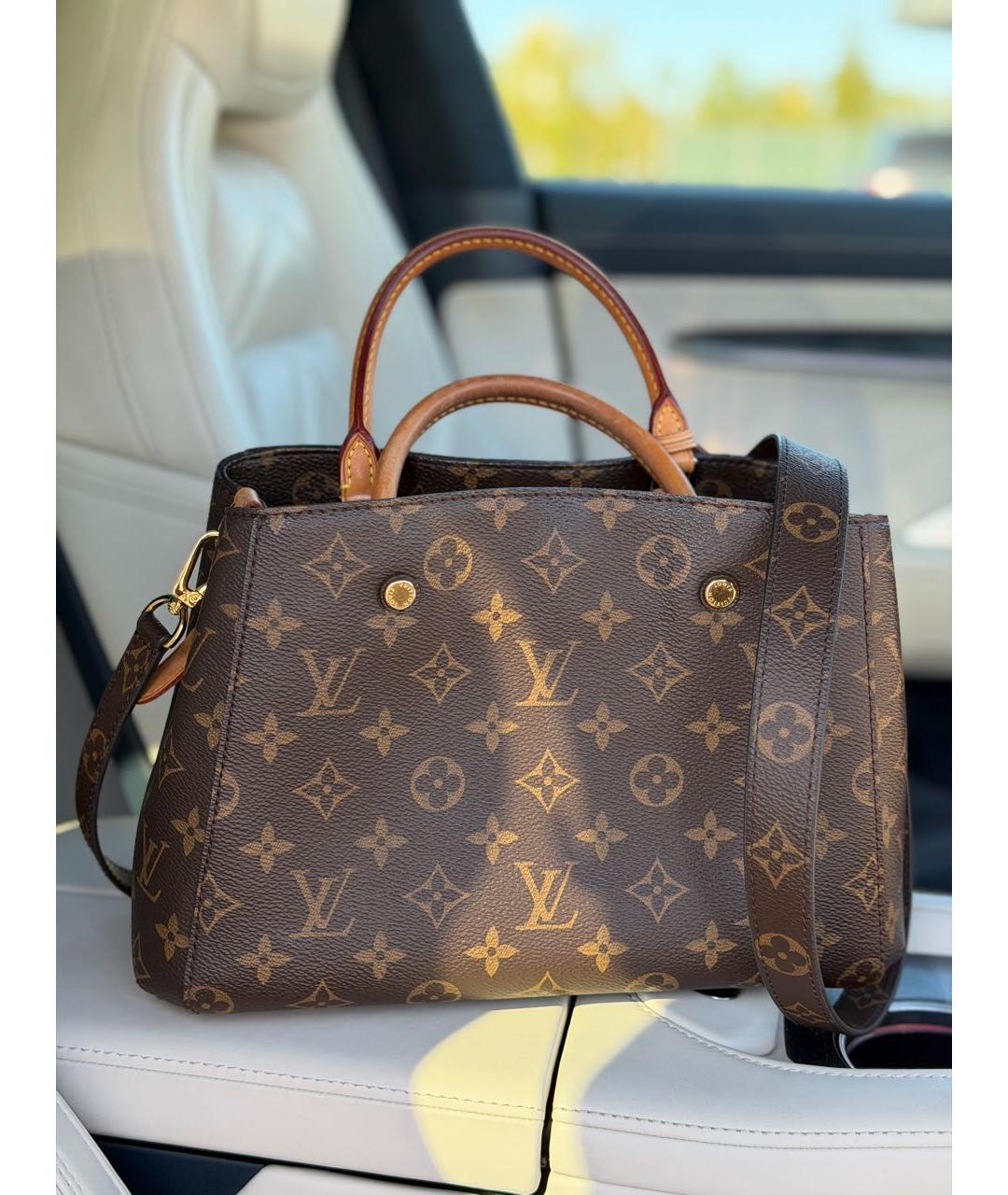 LOUIS VUITTON Коричневая сумка с короткими ручками из канвы, фото 3