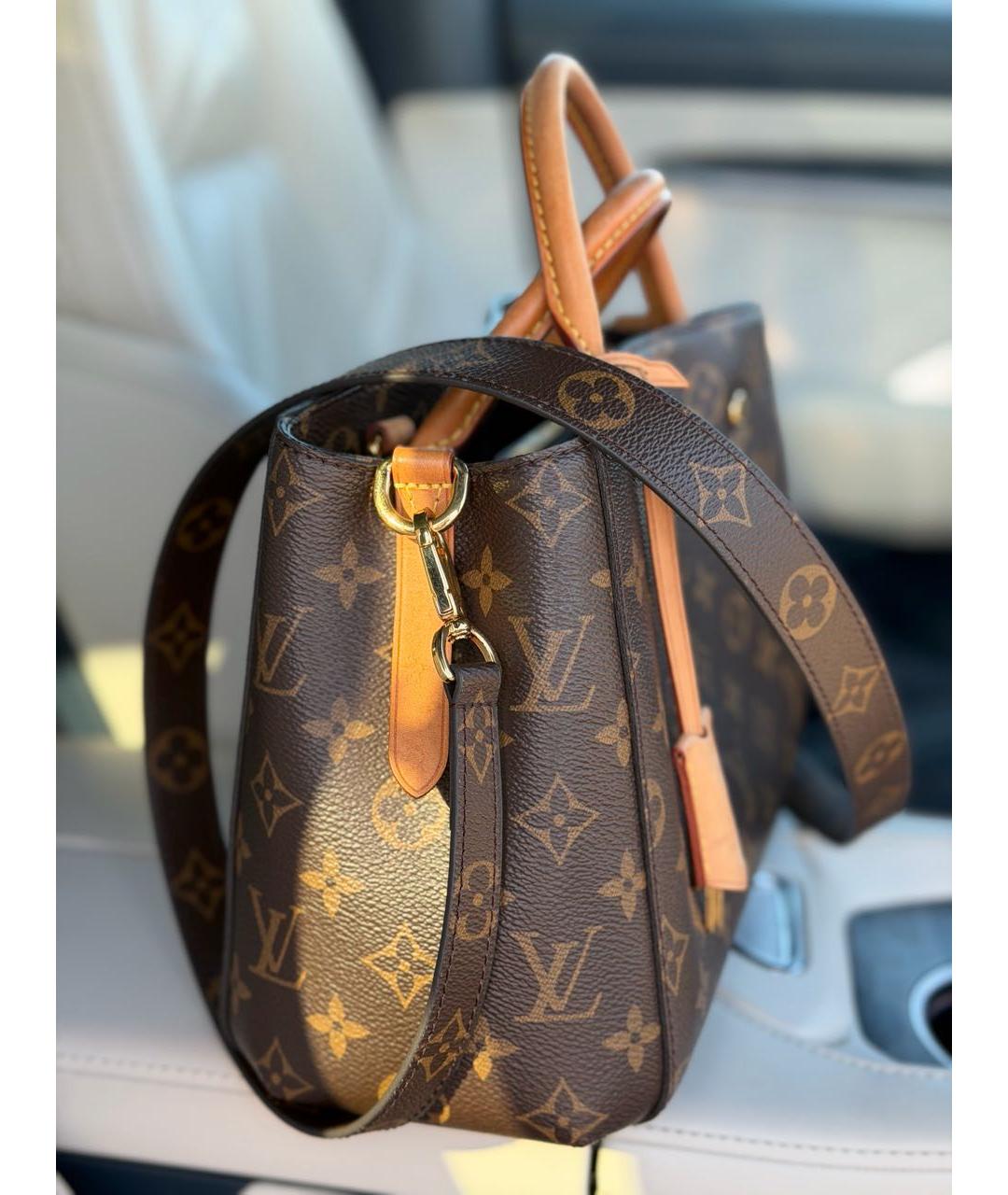 LOUIS VUITTON Коричневая сумка с короткими ручками из канвы, фото 2