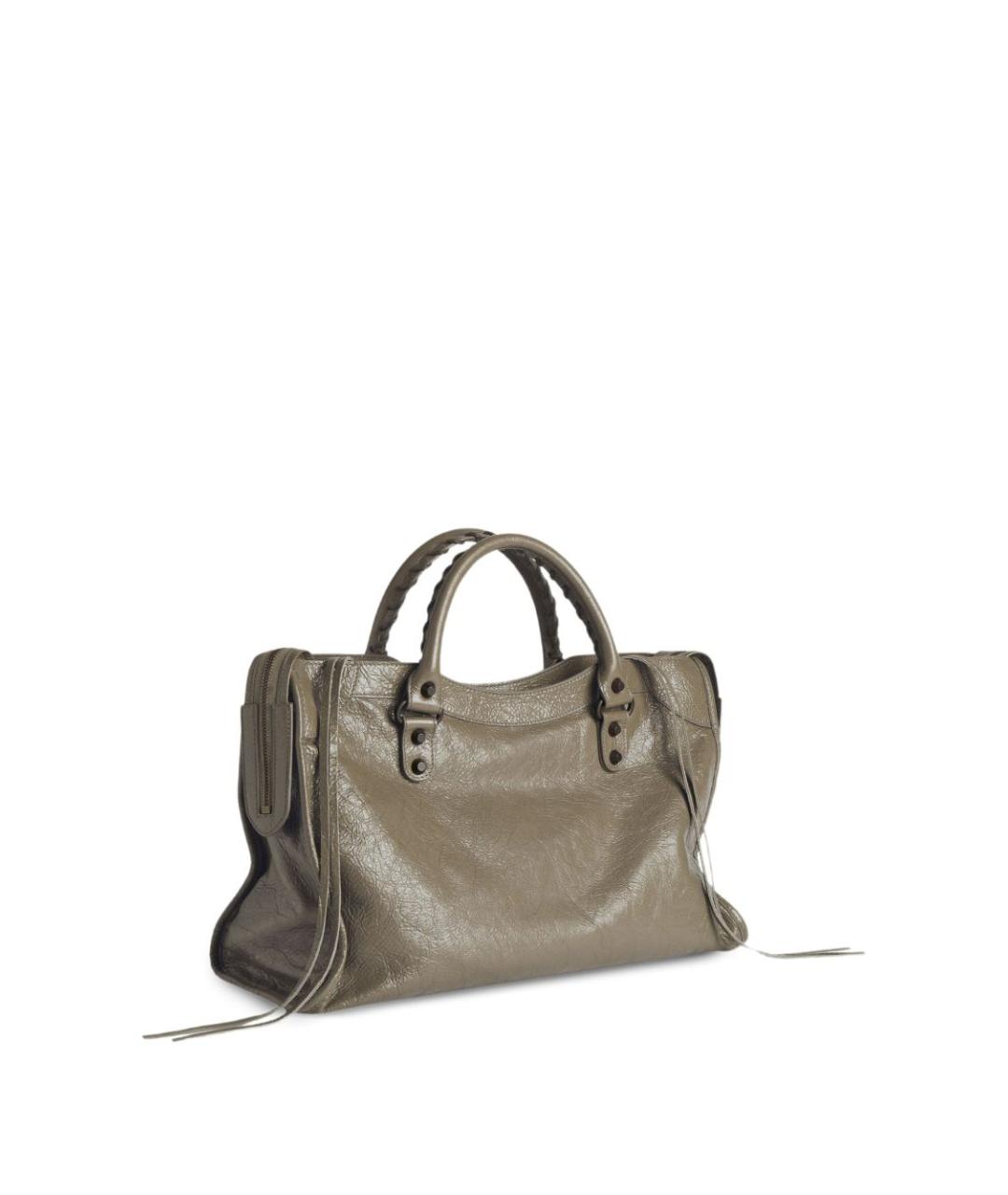 BALENCIAGA Хаки кожаная сумка тоут, фото 5