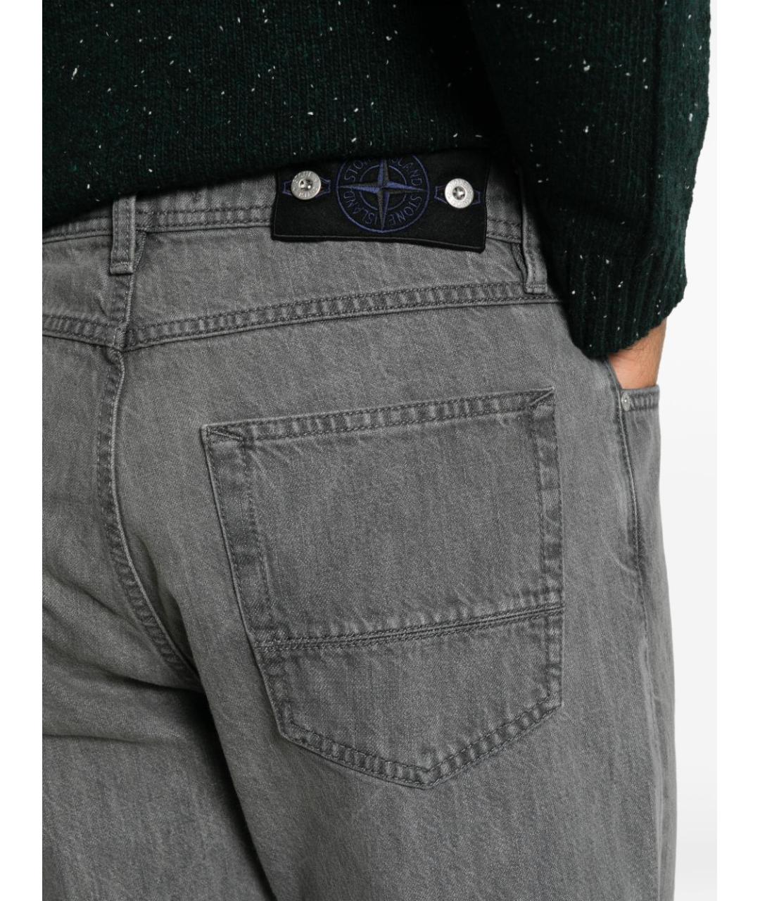 STONE ISLAND Серые хлопковые прямые джинсы, фото 3