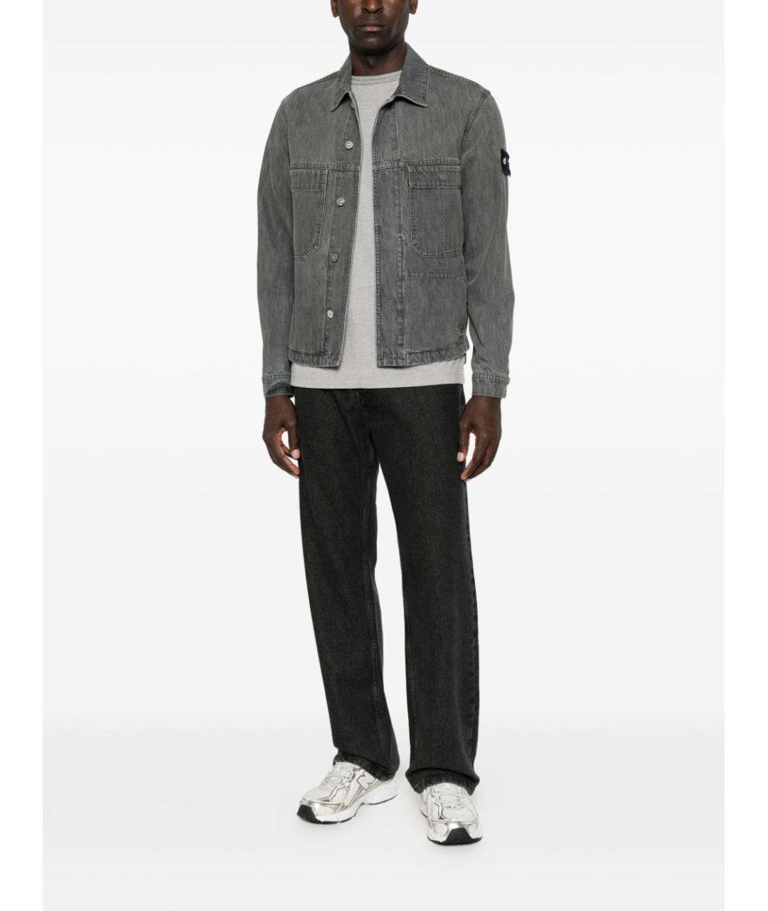 STONE ISLAND Серая хлопковая куртка, фото 3