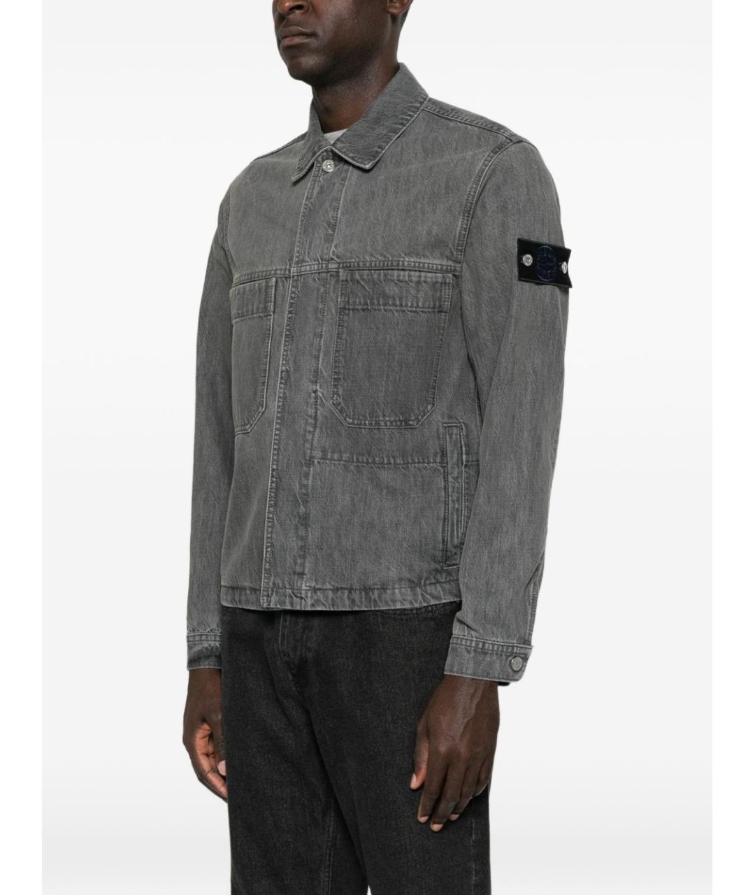 STONE ISLAND Серая хлопковая куртка, фото 5