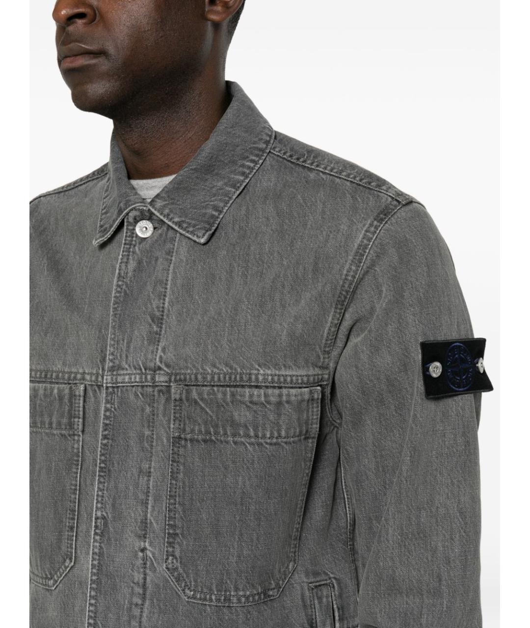 STONE ISLAND Серая хлопковая куртка, фото 2