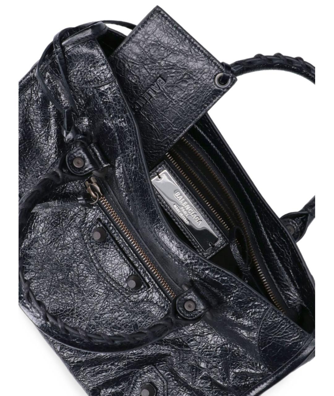 BALENCIAGA Черная кожаная сумка тоут, фото 5