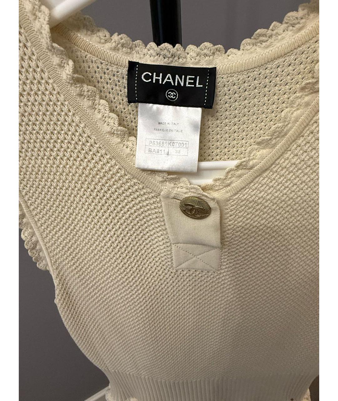 CHANEL Бежевое хлопковое повседневное платье, фото 3