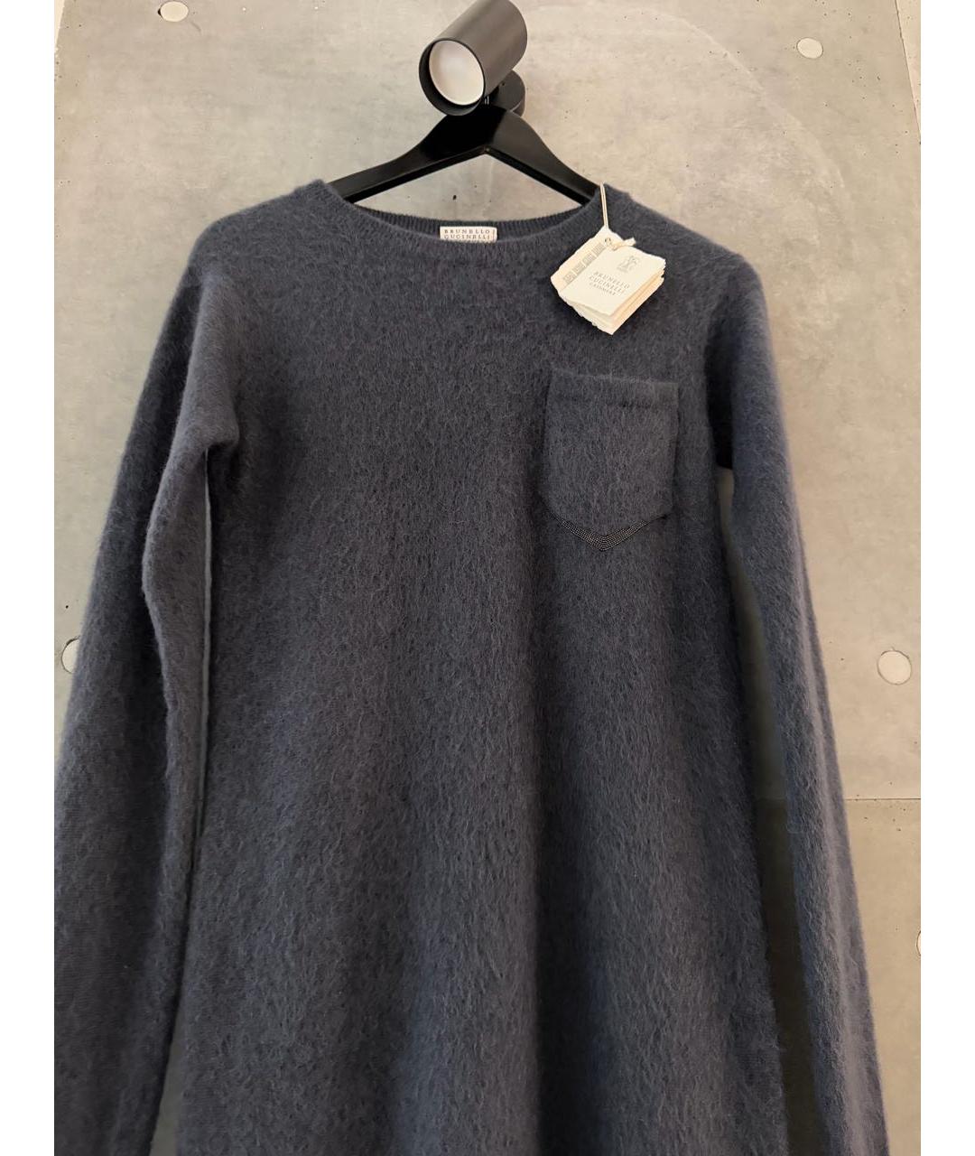 BRUNELLO CUCINELLI Серое шерстяное повседневное платье, фото 4