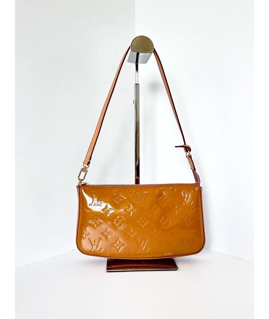 LOUIS VUITTON Оранжевая сумка с короткими ручками из лакированной кожи, фото 3