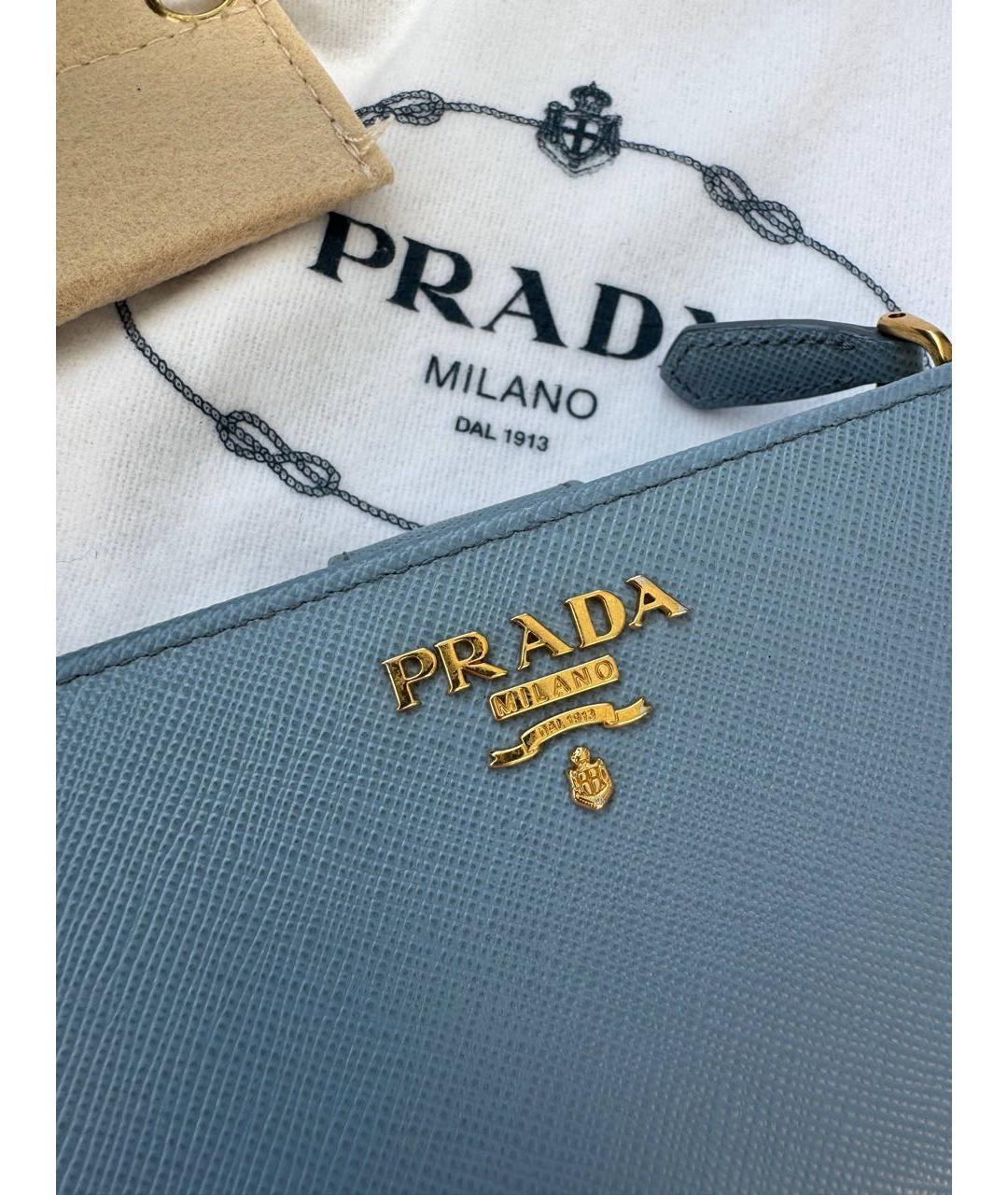 PRADA Голубой кожаный кошелек, фото 8