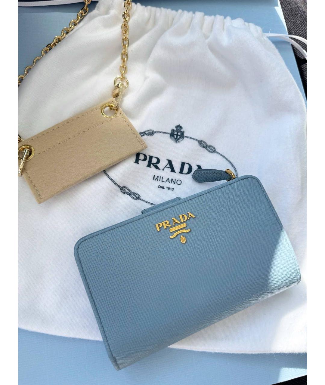 PRADA Голубой кожаный кошелек, фото 2