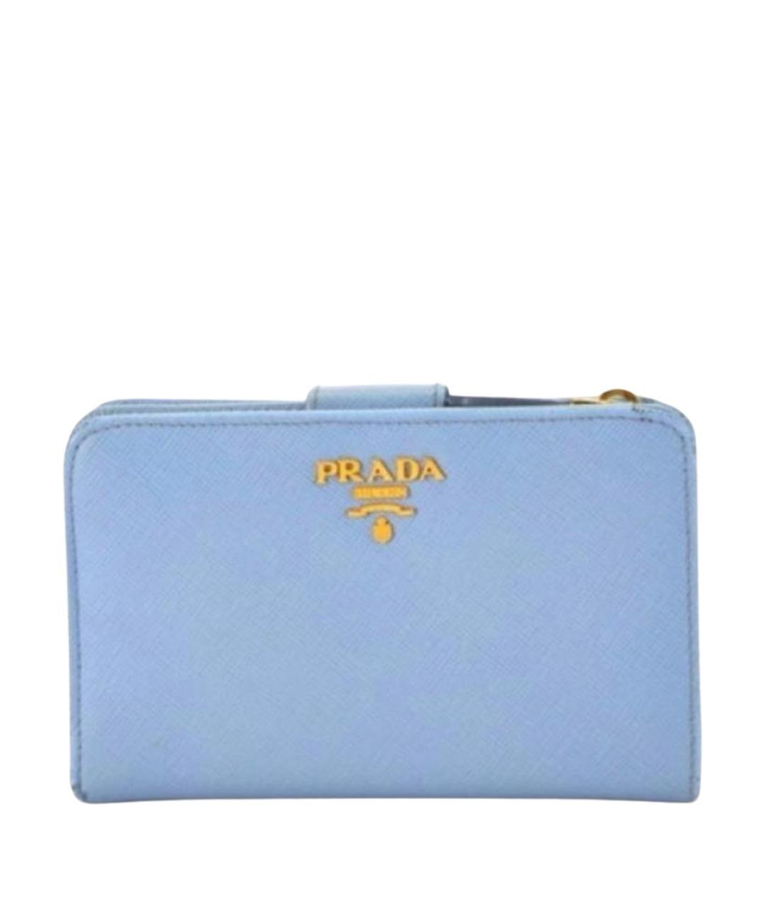 PRADA Голубой кожаный кошелек, фото 1