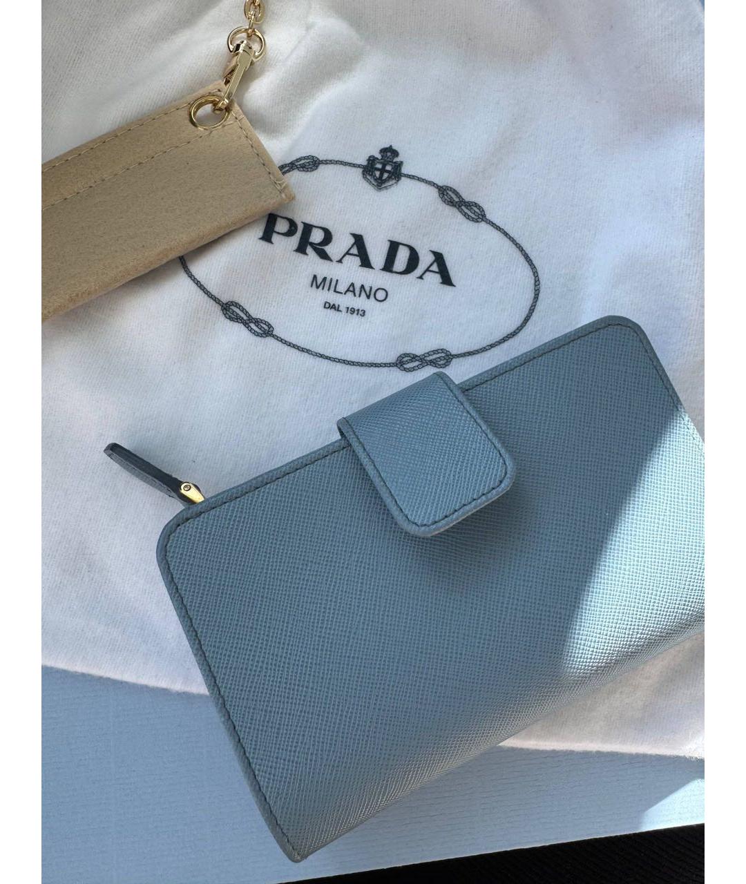 PRADA Голубой кожаный кошелек, фото 3