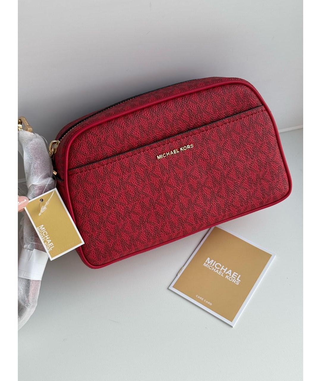 MICHAEL KORS Красная сумка через плечо из канвы, фото 2