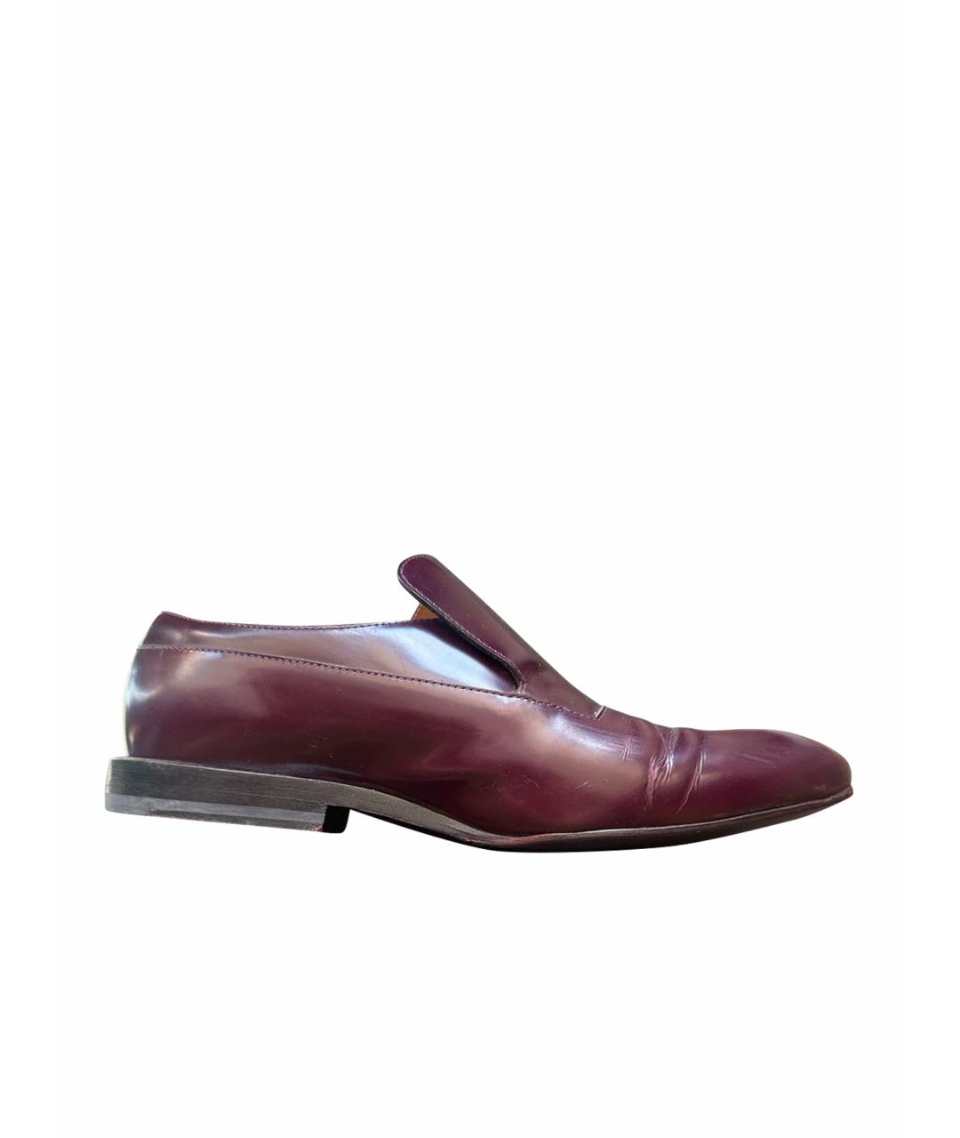 JIL SANDER Бордовые кожаные лоферы, фото 1