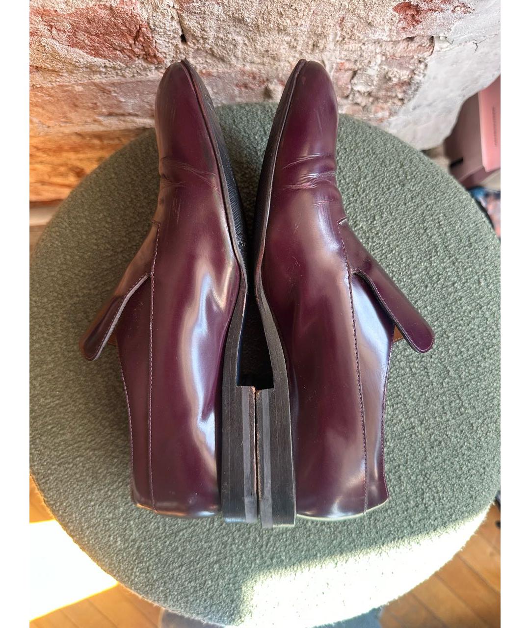JIL SANDER Бордовые кожаные лоферы, фото 5