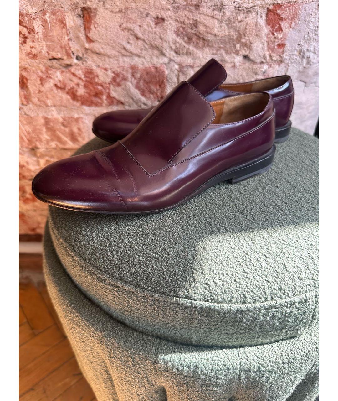 JIL SANDER Бордовые кожаные лоферы, фото 2