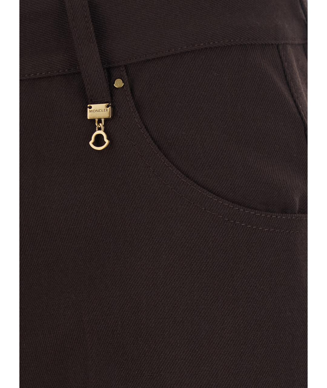 MONCLER Коричневые хлопковые прямые брюки, фото 3