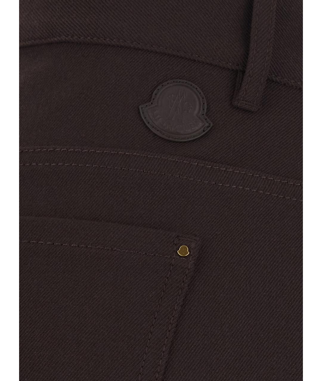 MONCLER Коричневые хлопковые прямые брюки, фото 4