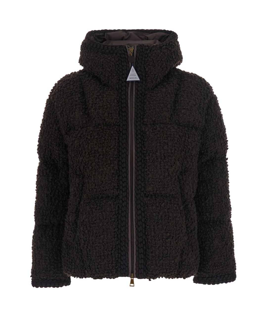 MONCLER Коричневый шерстяной пуховик, фото 1
