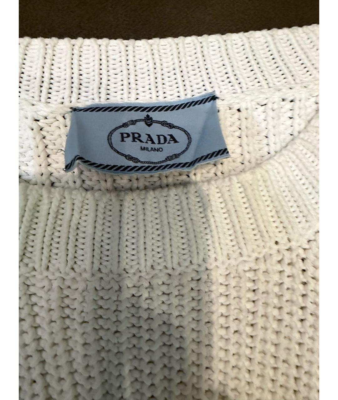 PRADA Белый хлопковый джемпер / свитер, фото 3