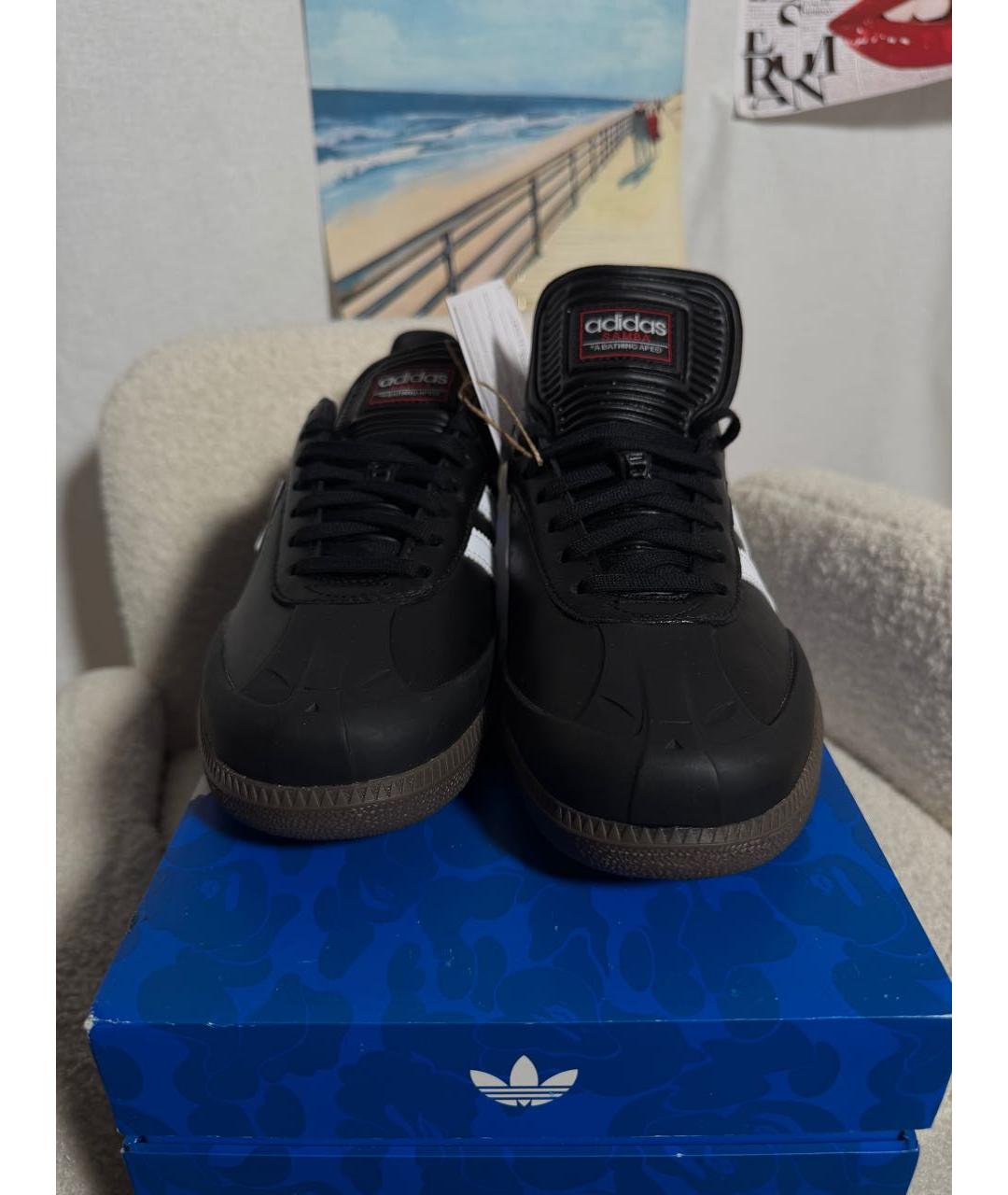 BAPE Черные кожаные низкие кроссовки / кеды, фото 3