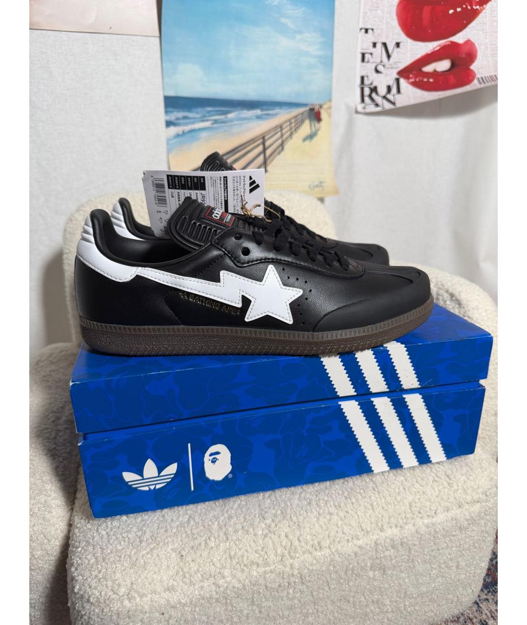 BAPE Черные кожаные низкие кроссовки / кеды, фото 6
